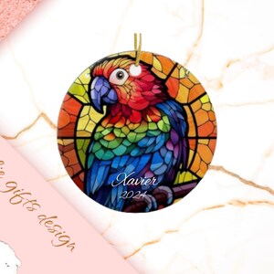 parrot Christmas Ornament, Personalized parrot Ornament, parrot Gift, parrot Christmas Tree Decor, parrot Decoration, stain glass ornamen 63