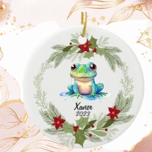 Frog Ornament, Custom Frog Ornament, Frog Gift, Frog Christmas,  rustic wood ornament, Frog lover gift, frog ornament gift, frog tree decora