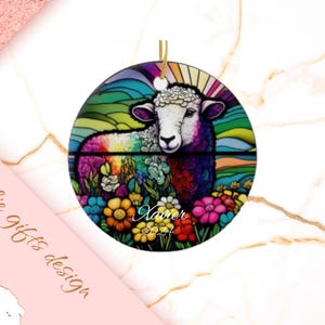 Sheep Christmas Ornament, Personalized Sheep Ornament, Sheep Gift, Sheep Christmas Tree,  Sheep Decoration, stain glass ornament suncatch 73
