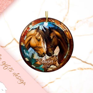 horse Christmas Ornament, Personalized horse Ornament, horse Gift, horse Christmas Tree Decor, horse Decoration, stain glass ornament 62
