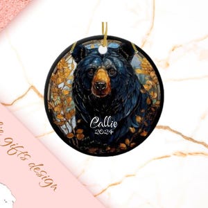 Black bear Christmas Ornament, Personalized Black bear Ornament, Black bear Gift, Black bear Christmas Tree Decor,  Black bear Decoratio 154