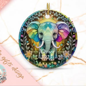 elephant Christmas Ornament, Personalized elephant Ornament, elephant Gift, elephant Christmas Tree Decor, elephant Decoration, rustic w 542