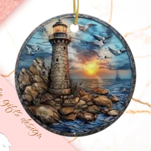 Lighthouse  Christmas Ornament, Personalized Lighthouse  Ornament, Lighthouse  Gift, Lighthouse  Christmas Tree Decor,  Lighthouse Decor 356