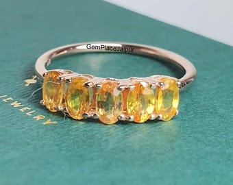 ブルーサファイアリング、サファイアハーフエタニティ結婚指輪、5 