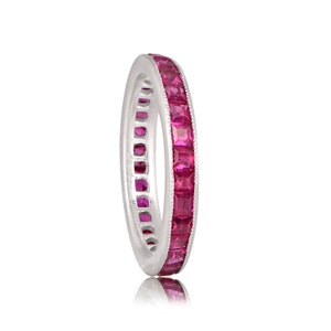 Ruby Band, Full Eternity Ruby Band, Stacking Band, Sterling Silver Band Women, Ruby Jewelry, Anniversary Band, Stacking Band, Gift For Her