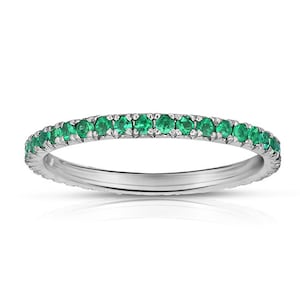 Natural Emerald Wedding Band, Emerald Full Eternity Band, Stacking Matching Band, Emerald Ring For Her