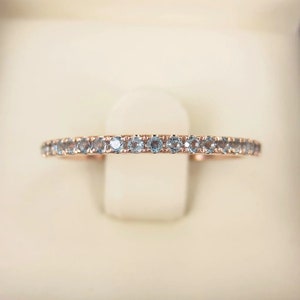 Blue Topaz Full Eternity Band, Topaz Wedding Band, Blue Gemstone Ring, 14k Rose Gold Ring, Stacking Matching Band, December Birthstone
