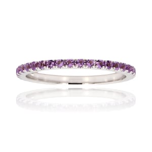 Natural Amethyst Wedding Band, Sterling Silver Band, Amethyst Full Eternity Ring, Stacking Band, Matching Band, February Birthstone Ring
