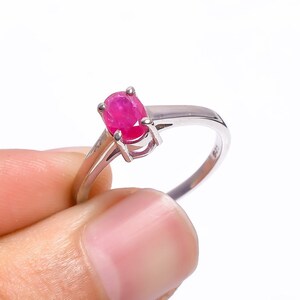Natural Ruby Ring, Sterling Silver Ring, Oval Cut Ruby Ring, July Birthstone, Ruby Wedding Ring, Promise Ring, Anniversary Gift For Her