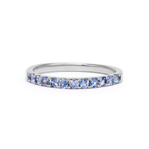 Tanzanite Eternity Band, tanzanite ring, natural tanzanite half eternity band, purple violet tanzanite stacking engagement wedding band