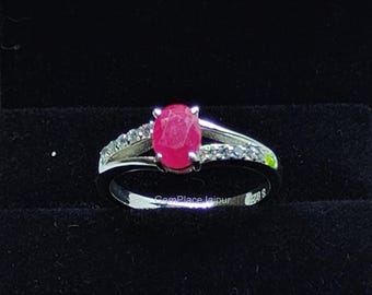 Ovale robijnrode edelsteenring, 925 sterlingzilver, natuurlijke robijnrode ring, sierlijke ring voor dames, geboortesteen januari, verlovingsring