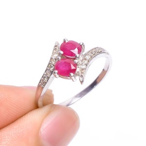 Natural Ruby Wedding Ring, Sterling Silver Ring, Oval Cut Ruby Ring, July Birthstone Ring, Promise Ring, Anniversary Gift For Her