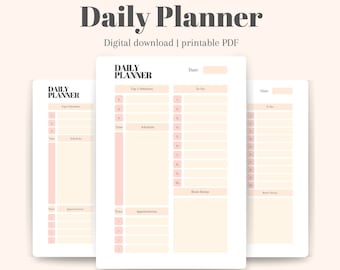 Digital Download Daily Planner PDF, To do list, Printable Planner, Daily Task List, Aesthetic Planner