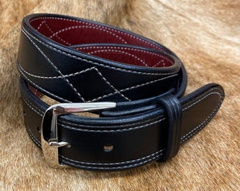 Cowboy Stitched Belt- Black