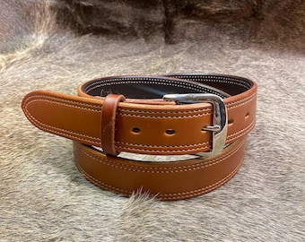 Double Stitched Work Belt- Saddle Tan
