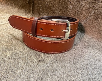 Single Stitched Work Belt- Medium Brown