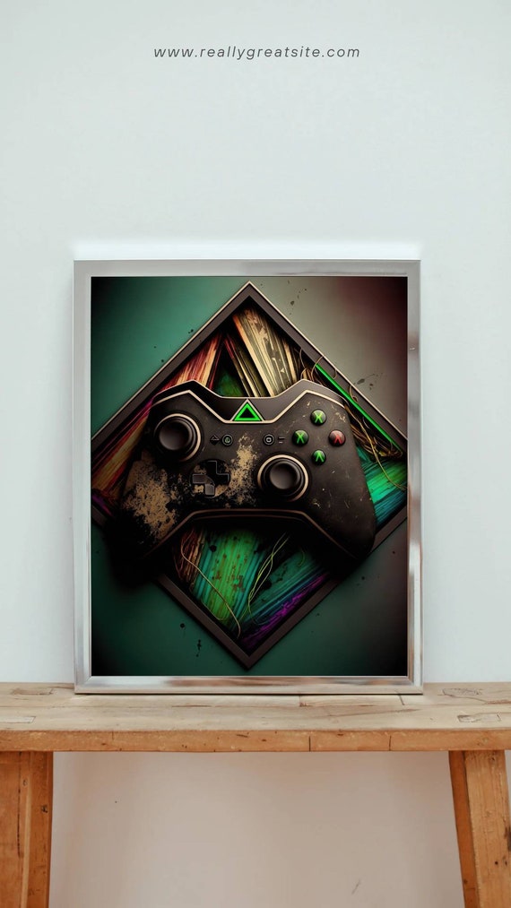 Art Poster Gaming Controller neon