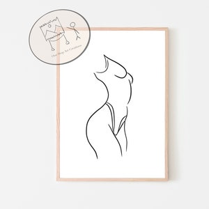 Woman in Swimsuit, Line Drawing Woman, Woman Body Art, Feminist Print, One Line Art, Minimalist Art, Digital Download