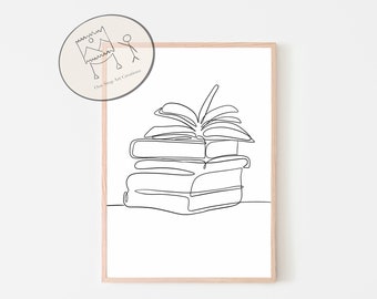 Stack of Books Print - Etsy