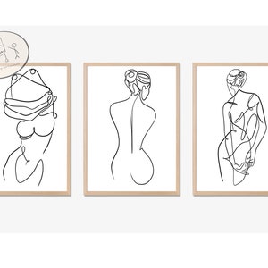 Frau Linie Kunstdruck, weibliche Figur Linie Kunst Set, Frau Kunstdruck Set, abstrakte Frauenkörper Wandkunst, minimale Frau Kunst, digitaler Download