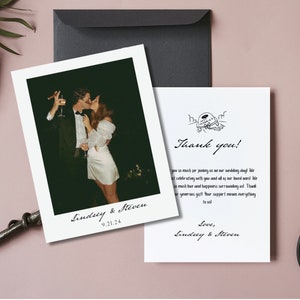 de remerciement avec photo | Modèle de note de remerciement | Faire-part de mariage | Photo de remerciement | Double face | Modifiable | Téléchargement instantané