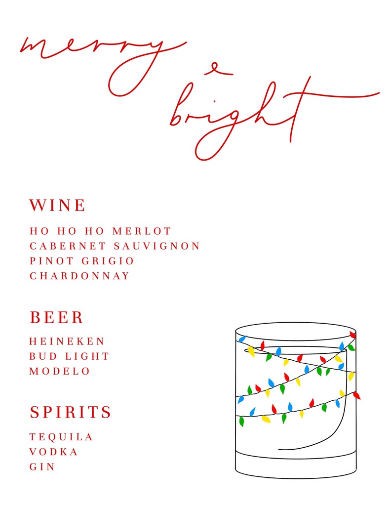 Holiday Party Bar Menu Template Christmas Cocktail Party Holiday Bar Holiday Party Bar Menu Template Christmas Cocktail Party Holiday Bar