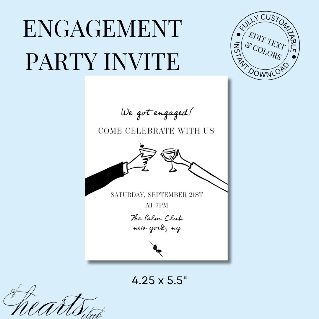 Cheers Engagement Party Invite Invitation Template Wedding Etsy Australia