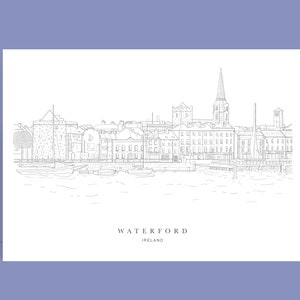 Waterford Sketch | Irish Art | Gallery Wall Art | City Drawing Sketch | Architecture Drawing | Minimalist Wall Art | Cityscape Sketch