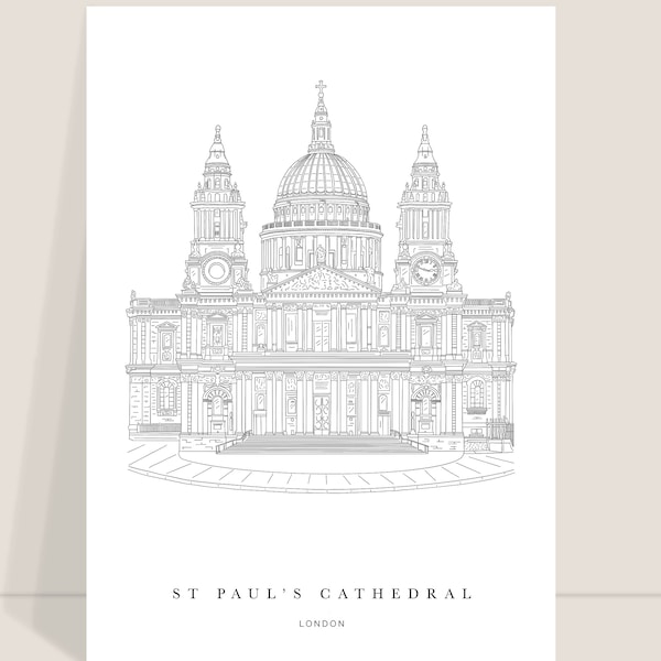 St Paul’s Cathedral Sketch | London Print | Gallery Wall Art | City Drawing Sketch | Architecture Drawing | Minimalist Wall Art | Gifts