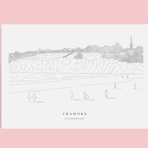 Tramore Sketch | Waterford Digital Art | Irish Wall Art | Waterford Drawing Sketch | Seaside Drawing | Minimalist Wall Art | Ireland Sketch