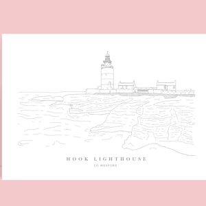 Hook Lighthouse Co Wexford Sketch // irish print, hook lighthouse art, irish wall art, wexford art, irish gift,  birthday gift, anniversary
