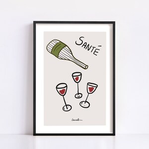 Wine Art Print | Bar Cart Decor Drinks Poster | Wine Art Print | Trendy Wall Art | Minimalist Elegant Retro Print | Cocktail Art Print
