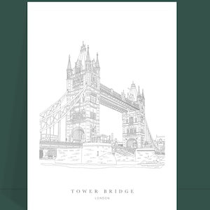 Tower Bridge Sketch | London Sketch | Gallery Wall Art | City Drawing Sketch | Architecture Drawing | Minimalist Wall Art | Cityscape Sketch