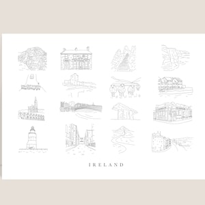 Ireland Sketch | Ireland Print | Gallery Wall Art | City Drawing Sketch | Architecture Drawing | Minimalist Wall Art | Cityscape Sketch