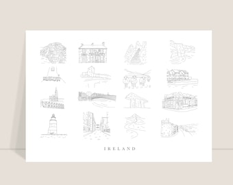 Ireland Sketch | Ireland Print | Gallery Wall Art | City Drawing Sketch | Architecture Drawing | Minimalist Wall Art | Cityscape Sketch