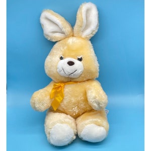 Vintage Deluxe Playthings Bunny Rabbit 20&quot; with Ears Yellow Stuffed Plush Easter