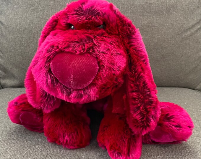 Dan Dee Dog 20 Hot Pink Stuffed Plush Corduroy Nose Paws Floppy