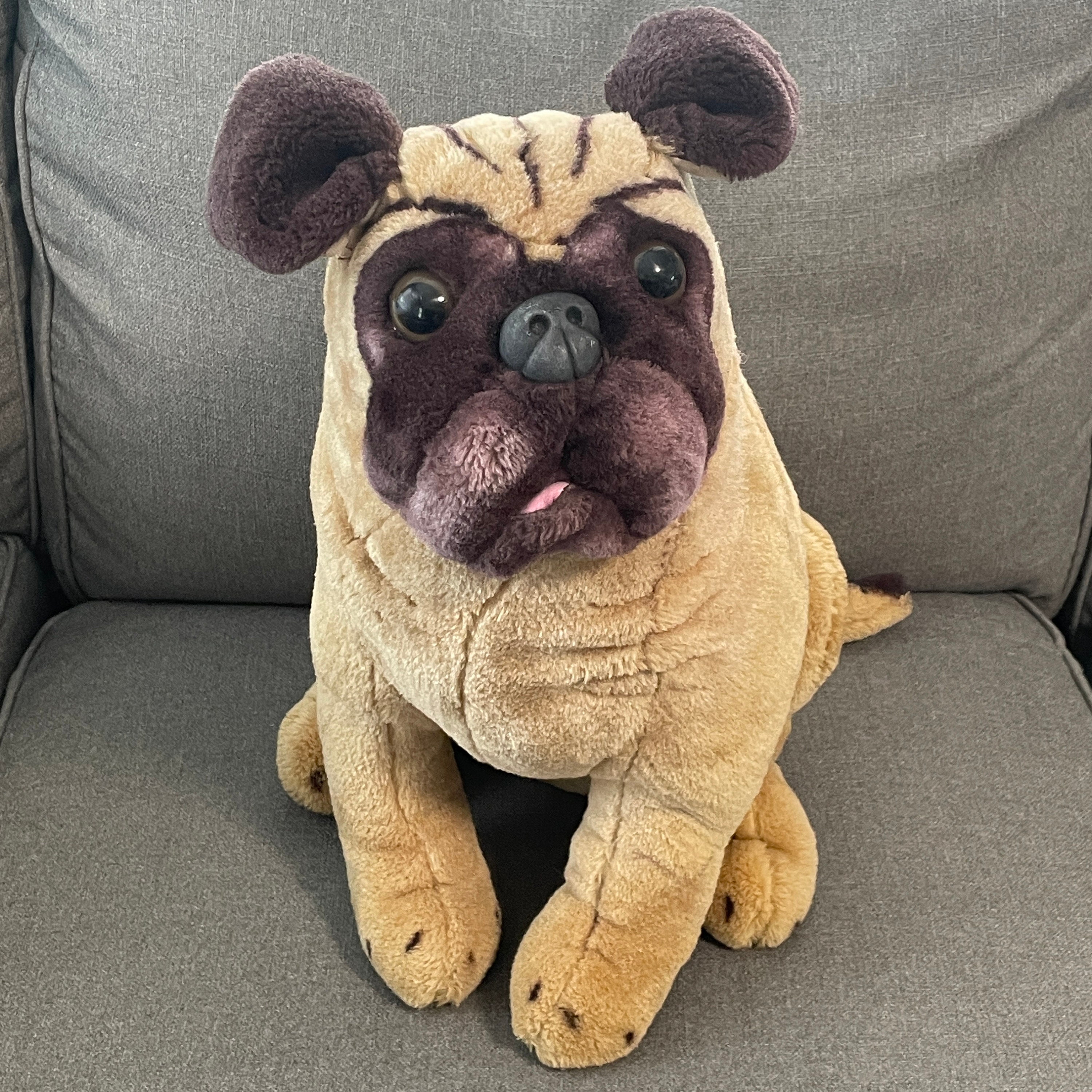 Source D828 Black Pug Plush Stuffed Animal Toy Leather Collar Vivid  Artificial Bulldog Plush Dog Pug Soft Toy on m.