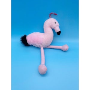 Vintage Greek ASI Flamingo 11&quot; Pink Bird Plush Stuffed Animal Korea Hanging