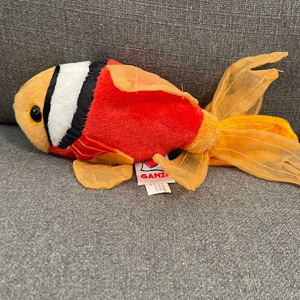 Ganz Webkinz Lil 'Kinz Tomato Clown Fish 9" Orange Plush Fish HM516 No Code (z)