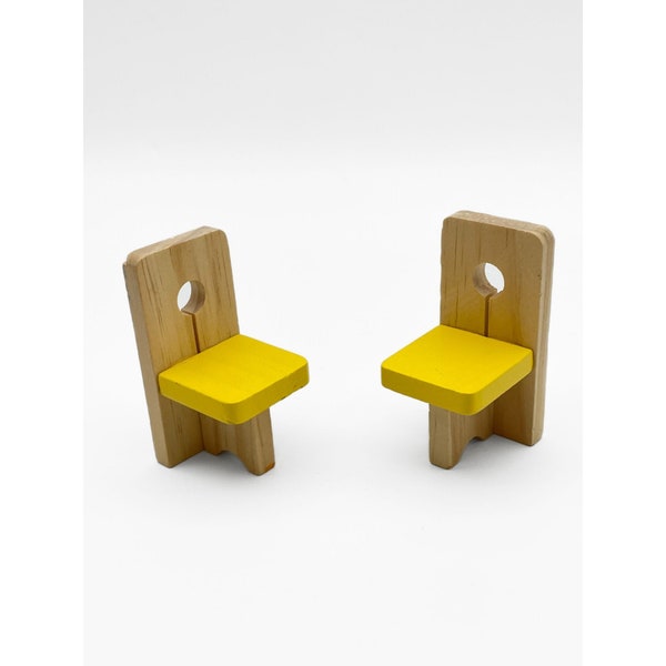 Kidkraft Dollhouse Chairs 3" Yellow Wood Kitchen Dining Room Furniture Seat