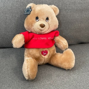 Vintage 1986 Applause Teddy Bear 9&quot; Stuffed Plush Who Loves You Valentine