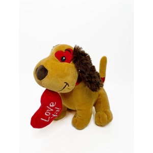 Burton + Burton Love Ya Puppy Dog 8&quot; Tan Brown Stuffed Plush Valentine Heart