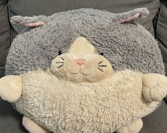 Squishable Cat 18" x 13" Jumbo Extra Large Gray Stuffed Plush Pillow Round  jm