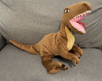 Ikea Jattelik Velociraptor Dinosaur 17" Realistic Brown Stuffed Plush T-Rex Aa