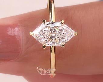 Dutch Marquise Cut Lab Grown Diamond Engagement Ring,14k Yellow Gold Ring, IGI Certified, Anniversary Gift For Her,Promise Ring,Gift For Her