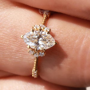 Vintage Engagement Ring for Women, IGI Certified Marquise Cut Lab Grown Diamond, Wedding Ring for Her, Top Graded Diamond Ring, Gift For Her