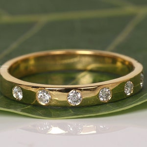 6 Stone Micro Pave Set Minimalist Lab Grown Diamond Ring, Dainty Stacking Ring ,14k Solid Gold, Daily Wear Ring, Wedding Band Gift for Women