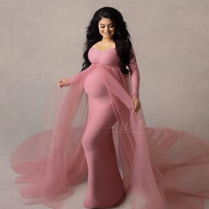 Pink Maternity Dress Maternity Gown Baby Shower Dress Pregnancy