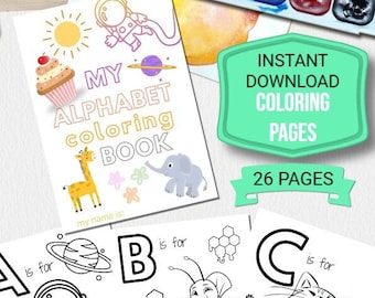 Printable Alphabet Coloring Pages, From A to Z, 26 Pages - Instant Digital Download